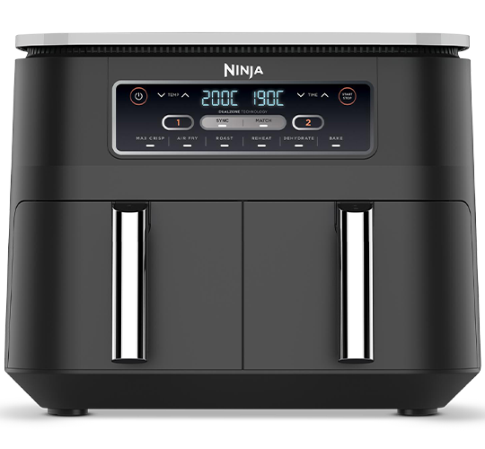 Black Ninja Airfyer with two drawers and digital screen
