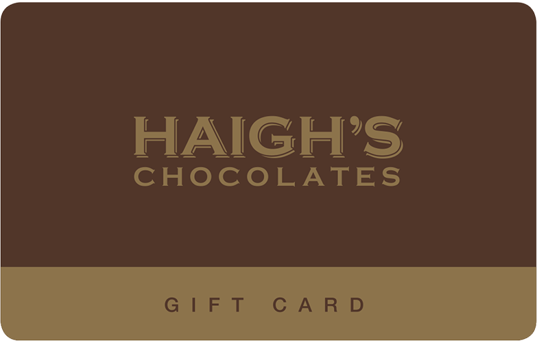 Haighs Chocolates gift card in brown and gold