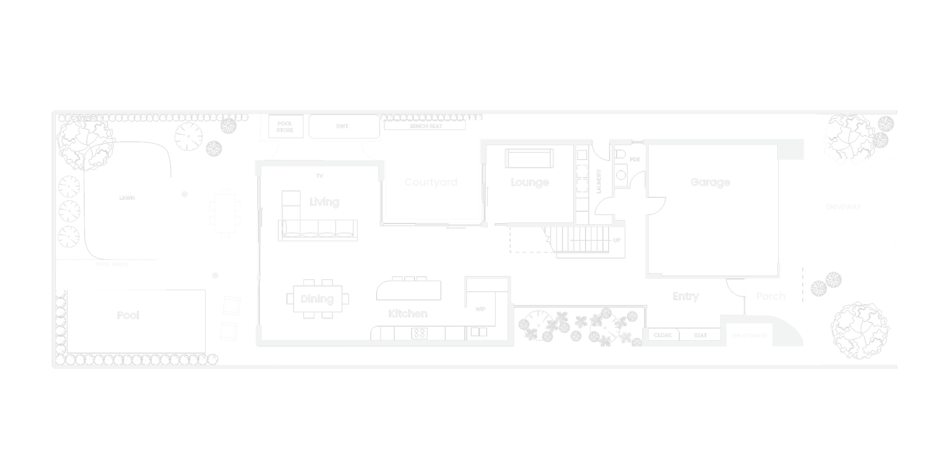 Floor plan in white- lower level